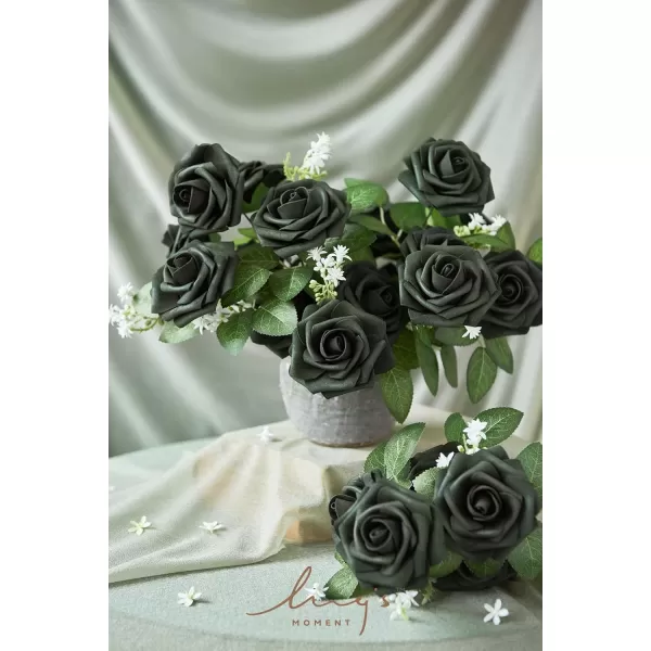 imageLings Moment Artificial Flowers 25Pcs Rosy Blush Roses Decor wStems3quot Real Touch DIY Foam Floral for Wedding BouquetCenterpieces Outdoors Party Backdrop RoomTable and GardenPot DecorationsGn Black Forest