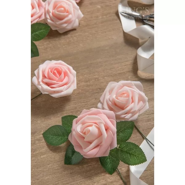 imageLings Moment Artificial Flowers 25Pcs Rosy Blush Roses Decor wStems3quot Real Touch DIY Foam Floral for Wedding BouquetCenterpieces Outdoors Party Backdrop RoomTable and GardenPot DecorationsPk Pink Shades