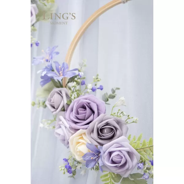 imageLings Moment Artificial Flowers 25Pcs Rosy Blush Roses Decor wStems3quot Real Touch DIY Foam Floral for Wedding BouquetCenterpieces Outdoors Party Backdrop RoomTable and GardenPot DecorationsPr Dusty Violet  Pale Lavender