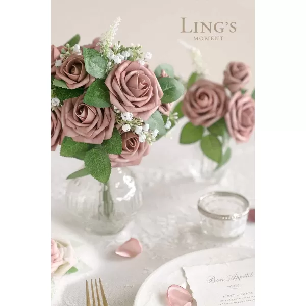 imageLings Moment Artificial Flowers 25Pcs Rosy Blush Roses Decor wStems3quot Real Touch DIY Foam Floral for Wedding BouquetCenterpieces Outdoors Party Backdrop RoomTable and GardenPot DecorationsPk Dusty Rose