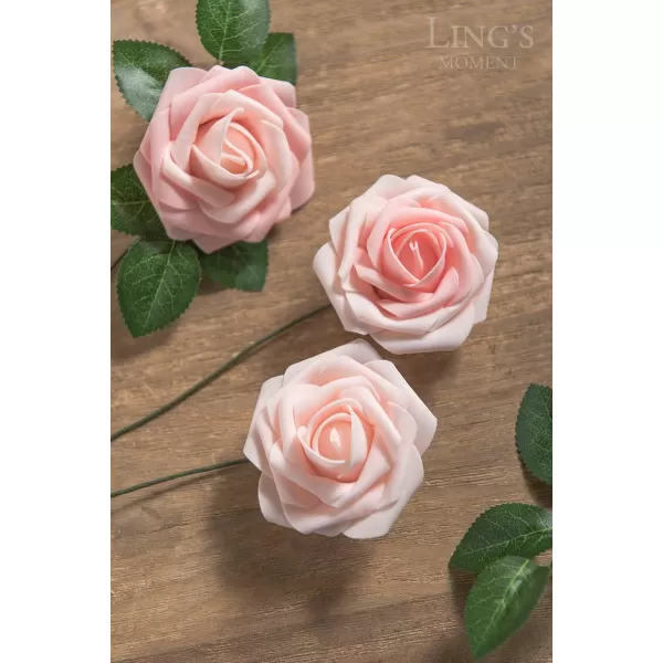 imageLings Moment Artificial Flowers 25Pcs Rosy Blush Roses Decor wStems3quot Real Touch DIY Foam Floral for Wedding BouquetCenterpieces Outdoors Party Backdrop RoomTable and GardenPot DecorationsPk Pink Shades