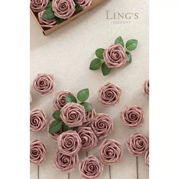 imageLings Moment Artificial Flowers 25Pcs Rosy Blush Roses Decor wStems3quot Real Touch DIY Foam Floral for Wedding BouquetCenterpieces Outdoors Party Backdrop RoomTable and GardenPot DecorationsPk Dusty Rose