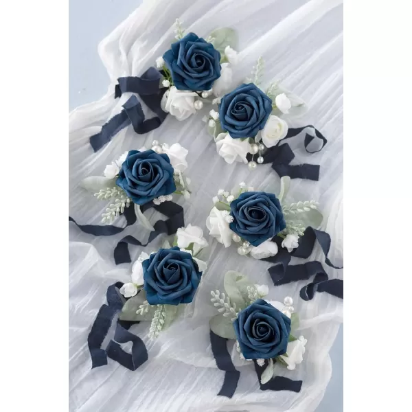 imageLings Moment Artificial Flowers 25Pcs Rosy Blush Roses Decor wStems3quot Real Touch DIY Foam Floral for Wedding BouquetCenterpieces Outdoors Party Backdrop RoomTable and GardenPot DecorationsBlu Navy Blue