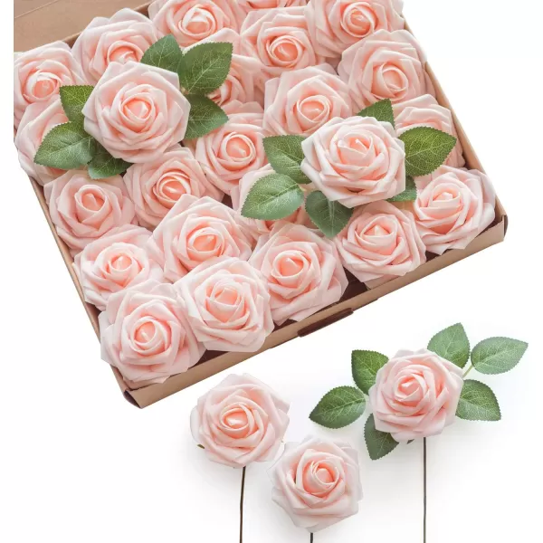 imageLings Moment Artificial Flowers 25Pcs Rosy Blush Roses Decor wStems3quot Real Touch DIY Foam Floral for Wedding BouquetCenterpieces Outdoors Party Backdrop RoomTable and GardenPot DecorationsPk Blush