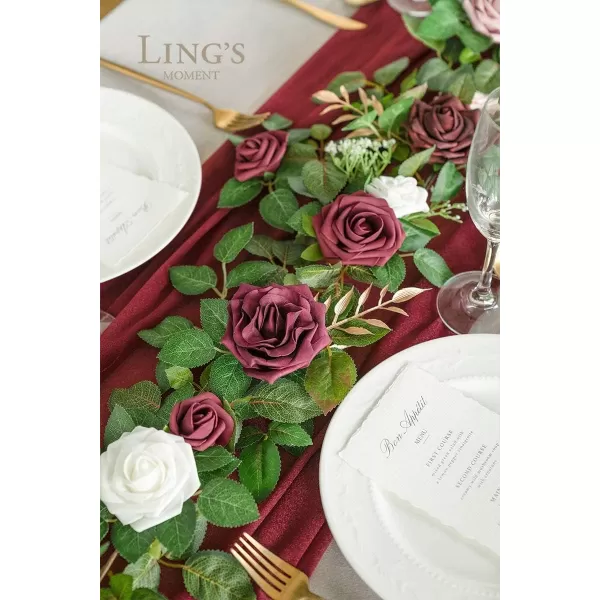 imageLings Moment Artificial Flowers 25Pcs Rosy Blush Roses Decor wStems3quot Real Touch DIY Foam Floral for Wedding BouquetCenterpieces Outdoors Party Backdrop RoomTable and GardenPot DecorationsRd Shades of Burgundy