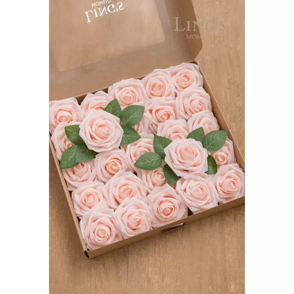 imageLings Moment Artificial Flowers 25Pcs Rosy Blush Roses Decor wStems3quot Real Touch DIY Foam Floral for Wedding BouquetCenterpieces Outdoors Party Backdrop RoomTable and GardenPot DecorationsPk Blush