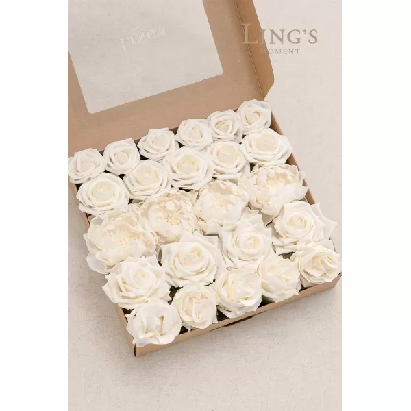 imageLings Moment Artificial Flowers Fake Silk Roses Faux Foam Flower Combo for DIY Wedding Bouquets Centerpieces Arrangements Bridal Shower Party Home Decorations Dusty Rose ampamp Cinnamon Rose 26pcsIvory