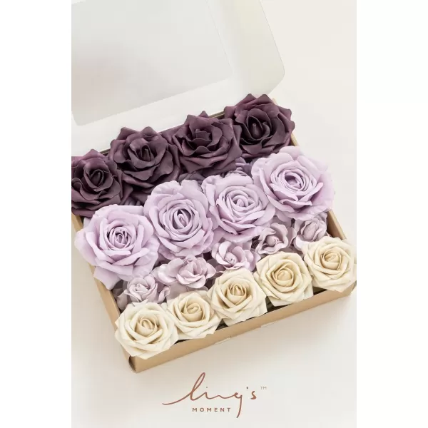 imageLings Moment Artificial Flowers Fake Silk Roses Faux Foam Flower Combo for DIY Wedding Bouquets Centerpieces Arrangements Bridal Shower Party Home Decorations Dusty Rose ampamp Cinnamon Rose 26pcsPurple  Pale Lavender