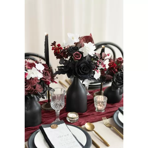 imageLings Moment Artificial Flowers Fake Silk Roses Faux Foam Flower Combo for DIY Wedding Bouquets Centerpieces Arrangements Bridal Shower Party Home Decorations Dusty Rose ampamp Cinnamon Rose 26pcsDark Red  Black  White