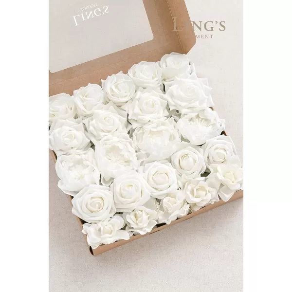 imageLings Moment Artificial Flowers Fake Silk Roses Faux Foam Flower Combo for DIY Wedding Bouquets Centerpieces Arrangements Bridal Shower Party Home Decorations Dusty Rose ampamp Cinnamon Rose 26pcsWhite