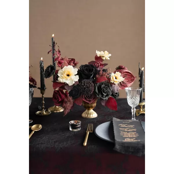 imageLings Moment Artificial Flowers Fake Silk Roses Faux Foam Flower Combo for DIY Wedding Bouquets Centerpieces Arrangements Bridal Shower Party Home Decorations Dusty Rose ampamp Cinnamon Rose 26pcsDark Red  Black  White