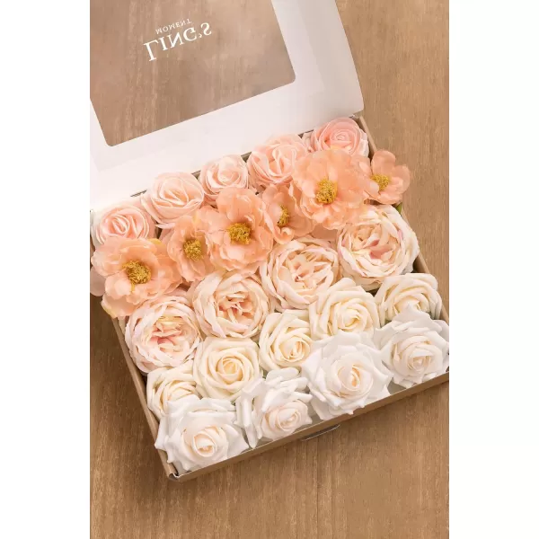 imageLings Moment Artificial Flowers Fake Silk Roses Faux Foam Flower Combo for DIY Wedding Bouquets Centerpieces Arrangements Bridal Shower Party Home Decorations Dusty Rose ampamp Cinnamon Rose 26pcsCoral  Cream