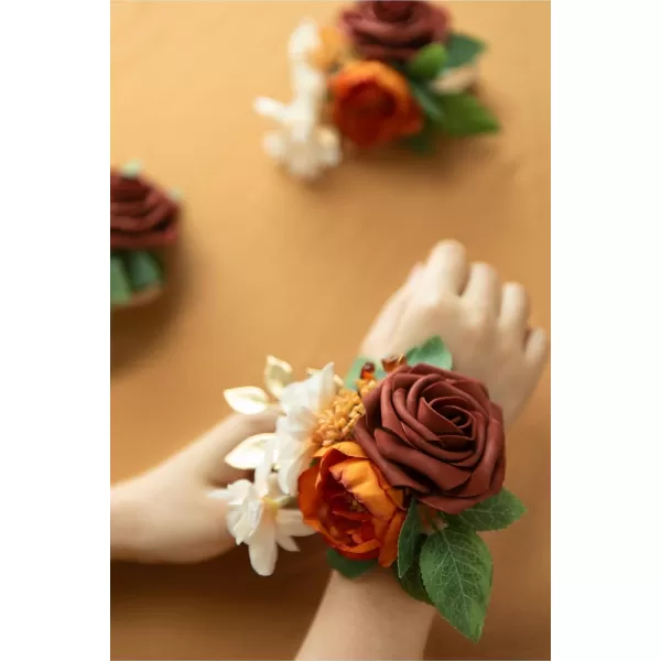 imageLings Moment Artificial Flowers Fake Silk Roses Faux Foam Flower Combo for DIY Wedding Bouquets Centerpieces Arrangements Bridal Shower Party Home Decorations Dusty Rose ampamp Cinnamon Rose 26pcsAmber  French Orange