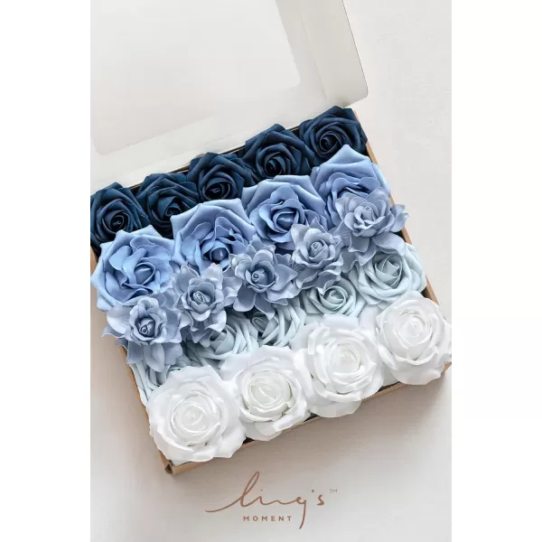 imageLings Moment Artificial Flowers Fake Silk Roses Faux Foam Flower Combo for DIY Wedding Bouquets Centerpieces Arrangements Bridal Shower Party Home Decorations Dusty Rose ampamp Cinnamon Rose 26pcsDusty Blue  Ivory