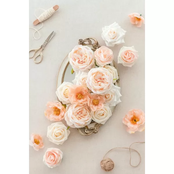 imageLings Moment Artificial Flowers Fake Silk Roses Faux Foam Flower Combo for DIY Wedding Bouquets Centerpieces Arrangements Bridal Shower Party Home Decorations Dusty Rose ampamp Cinnamon Rose 26pcsCoral  Cream