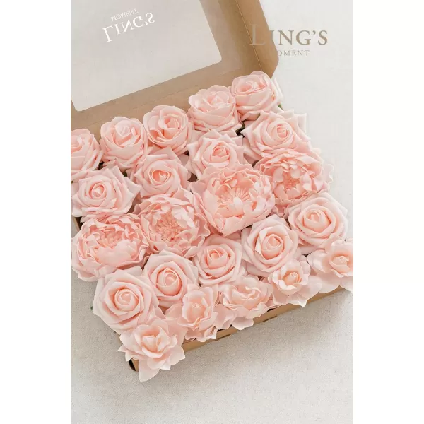 imageLings Moment Artificial Flowers Fake Silk Roses Faux Foam Flower Combo for DIY Wedding Bouquets Centerpieces Arrangements Bridal Shower Party Home Decorations Dusty Rose ampamp Cinnamon Rose 26pcsBlush