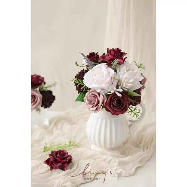 imageLings Moment Artificial Flowers Fake Silk Roses Faux Foam Flower Combo for DIY Wedding Bouquets Centerpieces Arrangements Bridal Shower Party Home Decorations Dusty Rose ampamp Cinnamon Rose 26pcsMarsala  Dusty Rose