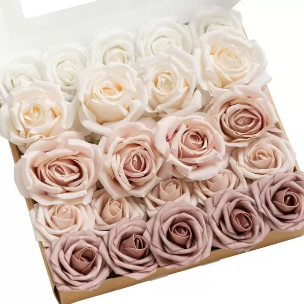 imageLings Moment Artificial Flowers Fake Silk Roses Faux Foam Flower Combo for DIY Wedding Bouquets Centerpieces Arrangements Bridal Shower Party Home Decorations Dusty Rose ampamp Cinnamon Rose 26pcsDusty Rose  Cream