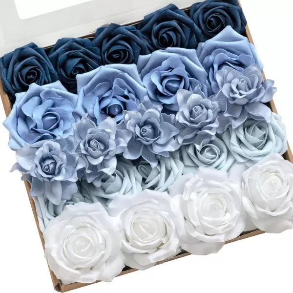 imageLings Moment Artificial Flowers Fake Silk Roses Faux Foam Flower Combo for DIY Wedding Bouquets Centerpieces Arrangements Bridal Shower Party Home Decorations Dusty Rose ampamp Cinnamon Rose 26pcsDusty Blue  Ivory