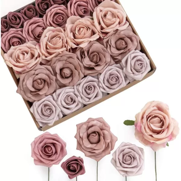 imageLings Moment Artificial Flowers Fake Silk Roses Faux Foam Flower Combo for DIY Wedding Bouquets Centerpieces Arrangements Bridal Shower Party Home Decorations Dusty Rose ampamp Cinnamon Rose 26pcsDusty Rose  Cinnamon Rose