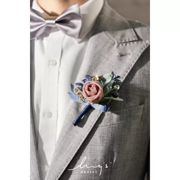 imageLings Moment Boutonniere for Men 6pcs Groom Groomsmen Boutonniere Artificial Flowers for Wedding DecorPromHomecoming etcNavy Blue ampamp PinkBlunavy Blue  Pink