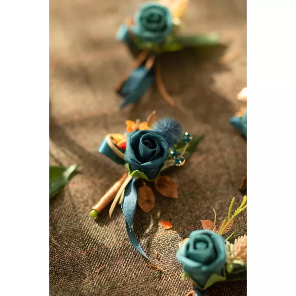 imageLings Moment Boutonniere for Men 6pcs Groom Groomsmen Boutonniere Artificial Flowers for Wedding DecorPromHomecoming etcNavy Blue ampamp PinkOrdark Teal  Burnt Orange