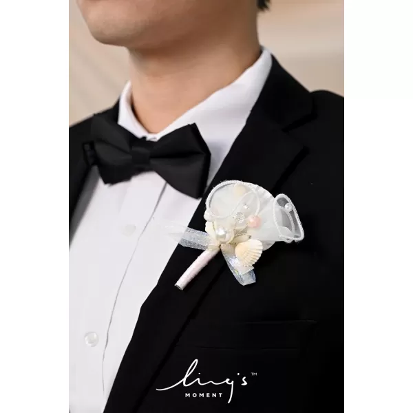 imageLings Moment Boutonniere for Men 6pcs Groom Groomsmen Boutonniere Artificial Flowers for Wedding DecorPromHomecoming etcNavy Blue ampamp PinkPkcream  Blush