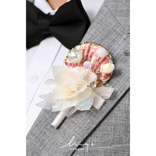 imageLings Moment Boutonniere for Men 6pcs Groom Groomsmen Boutonniere Artificial Flowers for Wedding DecorPromHomecoming etcNavy Blue ampamp PinkPkcream  Blush