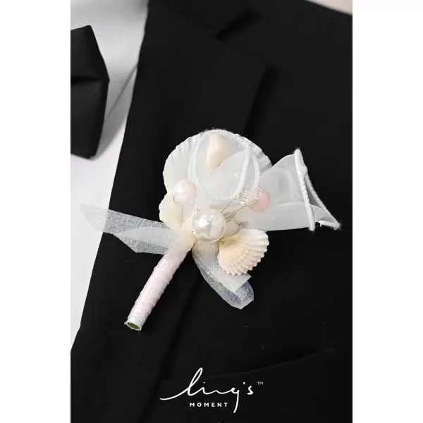 imageLings Moment Boutonniere for Men 6pcs Groom Groomsmen Boutonniere Artificial Flowers for Wedding DecorPromHomecoming etcNavy Blue ampamp PinkPkcream  Blush