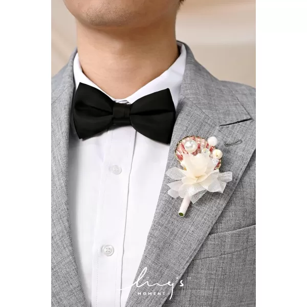 imageLings Moment Boutonniere for Men 6pcs Groom Groomsmen Boutonniere Artificial Flowers for Wedding DecorPromHomecoming etcNavy Blue ampamp PinkPkcream  Blush