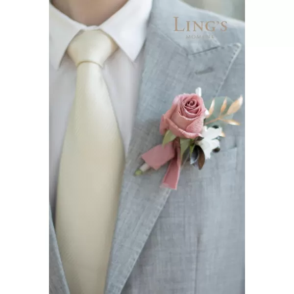 imageLings Moment Boutonniere for Men 6pcs Groom Groomsmen Boutonniere Artificial Flowers for Wedding DecorPromHomecoming etcNavy Blue ampamp PinkPkdusty Rose  Mauve