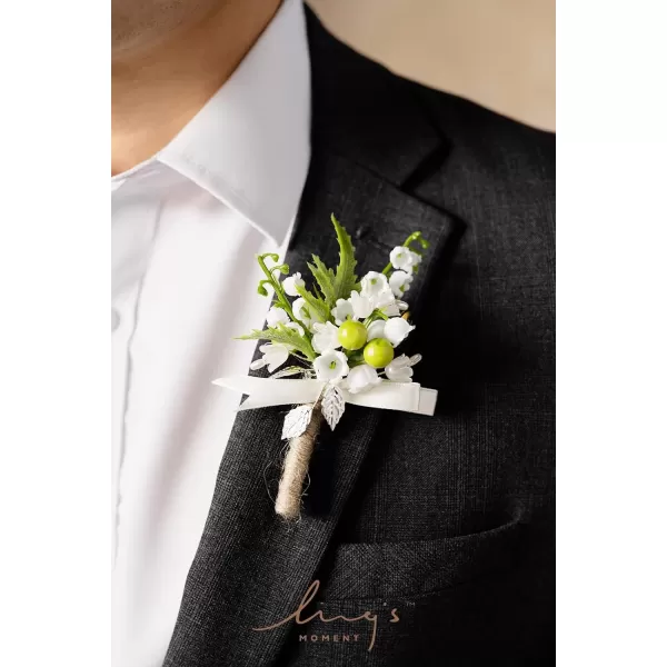 imageLings Moment Boutonniere for Men 6pcs Groom Groomsmen Boutonniere Artificial Flowers for Wedding DecorPromHomecoming etcNavy Blue ampamp PinkWhtwhite  Lily  Olive