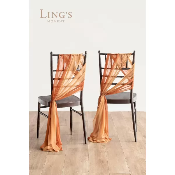 imageLings Moment Wedding Chiffon Chair Sashes Cover Aisle Decorations Draping Fabric WrinkleFree with Tie 16 Pcs Sage ampamp Milky Green for Party Ceremony Reception Floral Arrangement Banquet Outdoor DecorTerracotta Burnt Orange  Orange Clay