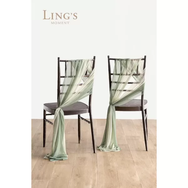 imageLings Moment Wedding Chiffon Chair Sashes Cover Aisle Decorations Draping Fabric WrinkleFree with Tie 16 Pcs Sage ampamp Milky Green for Party Ceremony Reception Floral Arrangement Banquet Outdoor DecorSage Green  Milky Green