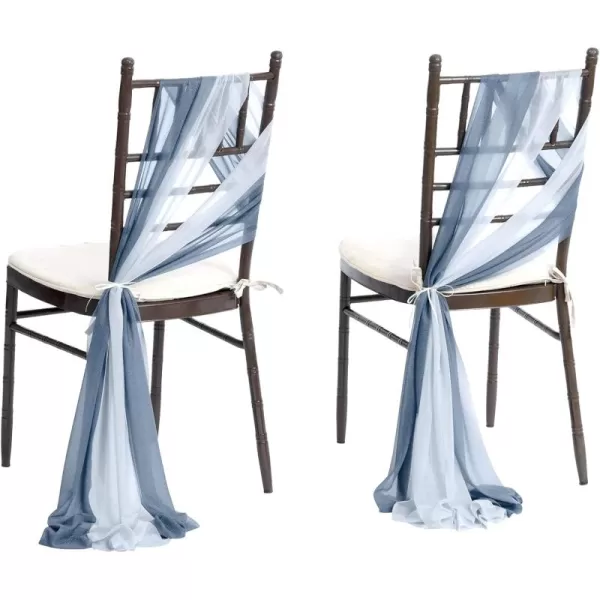 imageLings Moment Wedding Chiffon Chair Sashes Cover Aisle Decorations Draping Fabric WrinkleFree with Tie 16 Pcs Sage ampamp Milky Green for Party Ceremony Reception Floral Arrangement Banquet Outdoor DecorDark Dusty Blue  Ice Blue