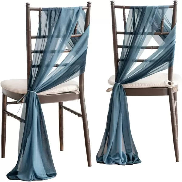 imageLings Moment Wedding Chiffon Chair Sashes Cover Aisle Decorations Draping Fabric WrinkleFree with Tie 16 Pcs Sage ampamp Milky Green for Party Ceremony Reception Floral Arrangement Banquet Outdoor DecorDark Dusty Blue  Navy