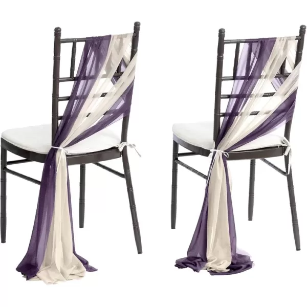 imageLings Moment Wedding Chiffon Chair Sashes Cover Aisle Decorations Draping Fabric WrinkleFree with Tie 16 Pcs Sage ampamp Milky Green for Party Ceremony Reception Floral Arrangement Banquet Outdoor DecorHalloween Purple  Cream