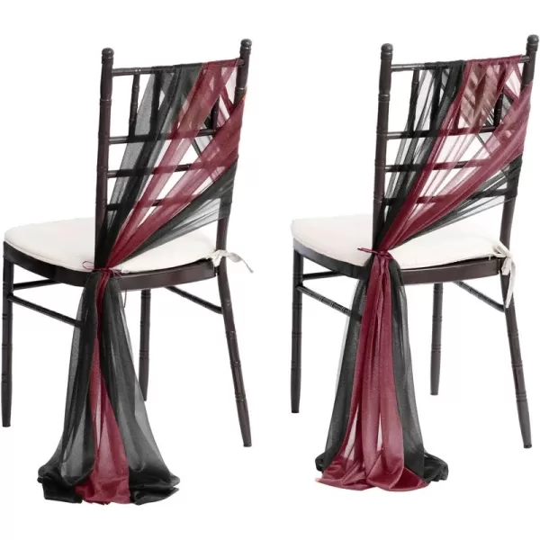 imageLings Moment Wedding Chiffon Chair Sashes Cover Aisle Decorations Draping Fabric WrinkleFree with Tie 16 Pcs Sage ampamp Milky Green for Party Ceremony Reception Floral Arrangement Banquet Outdoor DecorBurgundy  Black