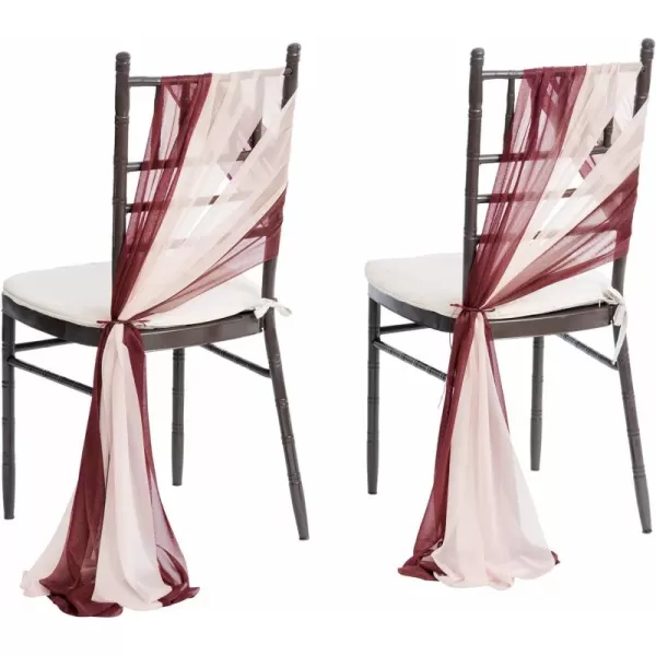 imageLings Moment Wedding Chiffon Chair Sashes Cover Aisle Decorations Draping Fabric WrinkleFree with Tie 16 Pcs Sage ampamp Milky Green for Party Ceremony Reception Floral Arrangement Banquet Outdoor DecorBurgundy  Dusty Rose