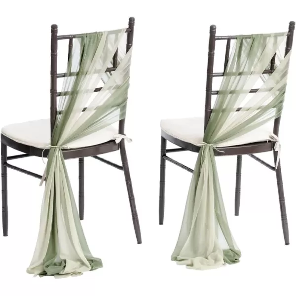 imageLings Moment Wedding Chiffon Chair Sashes Cover Aisle Decorations Draping Fabric WrinkleFree with Tie 16 Pcs Sage ampamp Milky Green for Party Ceremony Reception Floral Arrangement Banquet Outdoor DecorSage Green  Milky Green