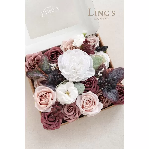 imageLings Moment Artificial Flowers Combo Box Set Sarah Dusty Rose ampamp Navy for DIY Wedding Bouquet Centerpieces Decor Floral Arrangement DecorDusty Rose  Mauve