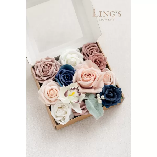 imageLings Moment Artificial Flowers Combo Box Set Sarah Dusty Rose ampamp Navy for DIY Wedding Bouquet Centerpieces Decor Floral Arrangement DecorDusty Rose  Navy