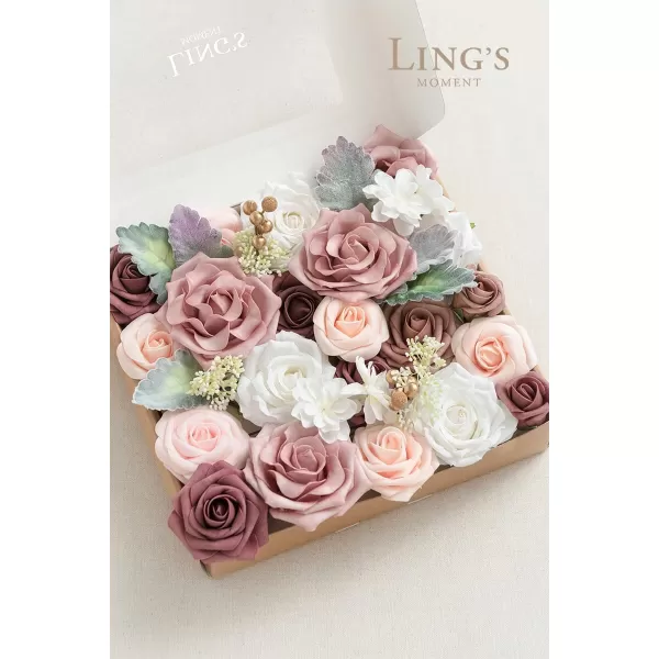 imageLings Moment Artificial Flowers Combo Box Set Sarah Dusty Rose ampamp Navy for DIY Wedding Bouquet Centerpieces Decor Floral Arrangement DecorDusty Rose  White  Peach