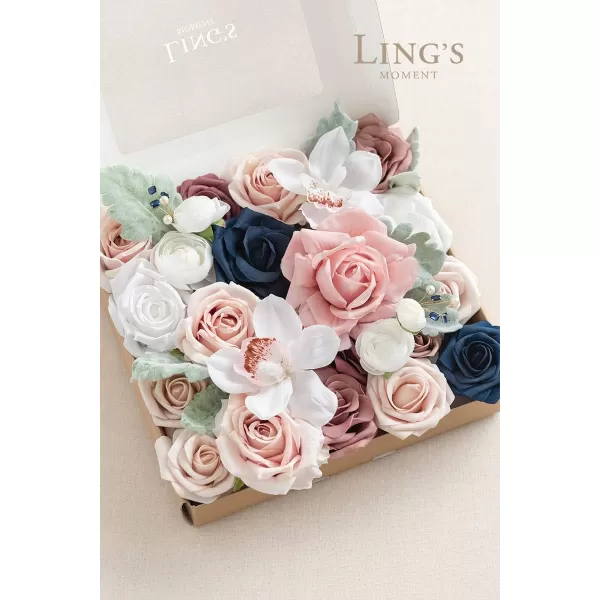 imageLings Moment Artificial Flowers Combo Box Set Sarah Dusty Rose ampamp Navy for DIY Wedding Bouquet Centerpieces Decor Floral Arrangement DecorDusty Rose  Navy