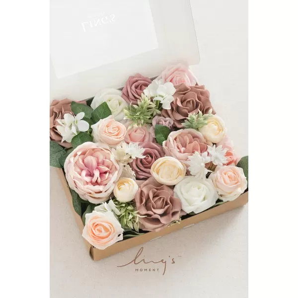 imageLings Moment Artificial Flowers Combo Box Set Sarah Dusty Rose ampamp Navy for DIY Wedding Bouquet Centerpieces Decor Floral Arrangement DecorDusty Rose  Blush