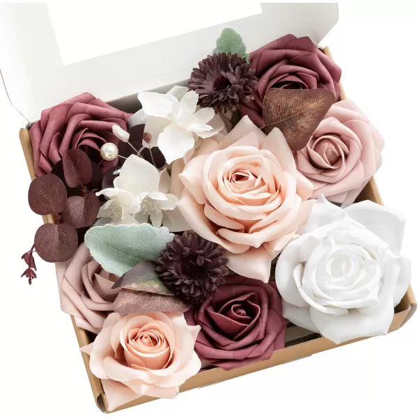 imageLings Moment Artificial Flowers Combo Box Set Sarah Dusty Rose ampamp Navy for DIY Wedding Bouquet Centerpieces Decor Floral Arrangement DecorDusty Rose  Mauve