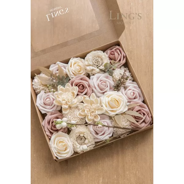 imageLings Moment Artificial Flowers Combo Box Set Sarah Dusty Rose ampamp Navy for DIY Wedding Bouquet Centerpieces Decor Floral Arrangement DecorDusty Rose  Cream  Blush