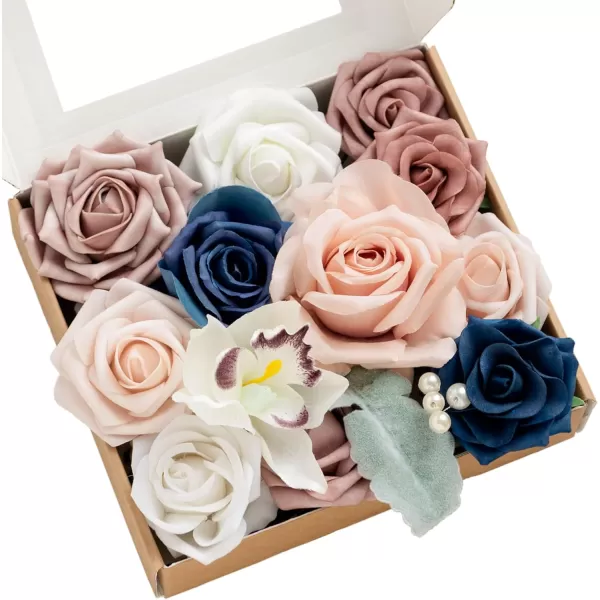 imageLings Moment Artificial Flowers Combo Box Set Sarah Dusty Rose ampamp Navy for DIY Wedding Bouquet Centerpieces Decor Floral Arrangement DecorDusty Rose  Navy