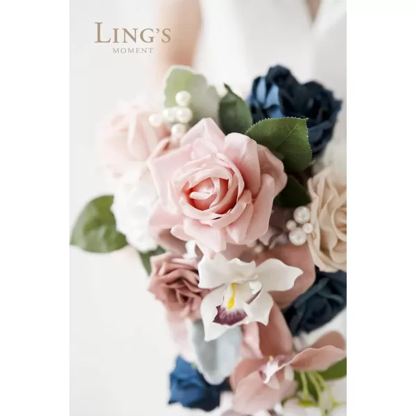 imageLings Moment Artificial Flowers Combo Box Set Sarah Dusty Rose ampamp Navy for DIY Wedding Bouquet Centerpieces Decor Floral Arrangement DecorDusty Rose  Navy