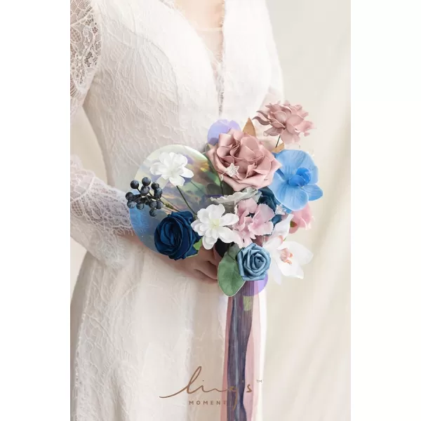 imageLings Moment Artificial Flowers Combo Box Set Sarah Dusty Rose ampamp Navy for DIY Wedding Bouquet Centerpieces Decor Floral Arrangement DecorDusty Rose  Navy Blue